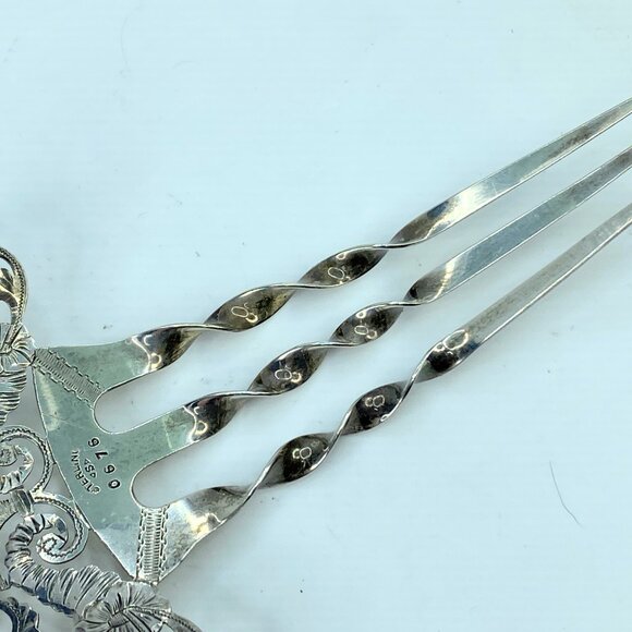 Victorian Hair Comb Sterling Silver Finely Pierced Hair Accessory 5 3/8\